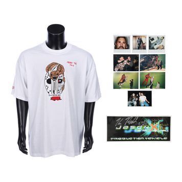 Lot # 933 : JASON X (2001) - Mario Kirner Collection: Kane Hodder's Crew T-Shirt, Autographed Parking Permit and Photographs