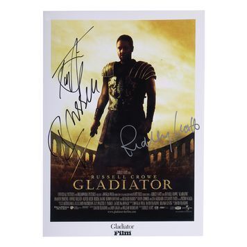 Lot # 966 : GLADIATOR (2000) - Russell Crowe, Ridley Scott and Tommy Flanagan Autographed Mini Poster