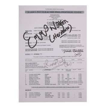 Lot # 980 : HARRY POTTER AND THE PHILOSOPHER'S STONE (2001) - Daniel Radcliffe and Cast Autographed Call Sheet