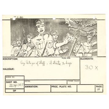 Lot # 1020 : RAIDERS OF THE LOST ARK (1981) - VFX Storyboard Hand-Annotated by George Lucas