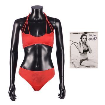 Lot # 1044 : JAMES BOND: THE SPY WHO LOVED ME (1977) - Valerie Leon's Bikini, Autographed Card and Photo