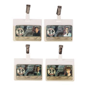 Lot # 1071 : JAMES BOND: THE WORLD IS NOT ENOUGH (1999) & DIE ANOTHER DAY (2002) - Moneypenny (Samantha Bond), Q (John Cleese), Robinson (Colin Salmon) and Miranda Frost's (Rosamund Pike) MI6 ID Cards