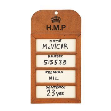 Lot # 1156 : MCVICAR (1980) - John McVicar's (Roger Daltry) Prisoner Identification Board