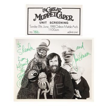 Lot # 1172 : GREAT MUPPET CAPER, THE (1981) - Jim Henson Autographed Photo and Screening Ticket
