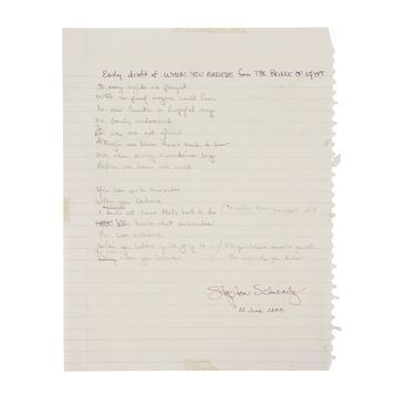 Lot # 1206 : PRINCE OF EGYPT, THE (1998) - "When You Believe" Early Draft