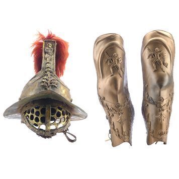 Lot # 1273 : SPARTACUS: BLOOD AND SAND (T.V. SERIES, 2010) - Spartacus' (Andy Whitfield) Gladiator Helmet with Greaves