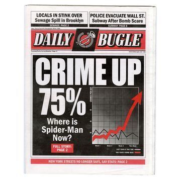 Lot # 1296 : SPIDER-MAN 2 (2004) - "Crime Up 75%" Daily Bugle Newspaper with Heavyweight Inserts