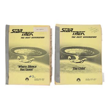 Lot # 1313 : STAR TREK: THE NEXT GENERATION (T.V. Series, 1987-1994) - Pair of Costume Continuity Season 2 Scripts - "The Child" and "Where Silence Has Lease" - with Cast Polaroids