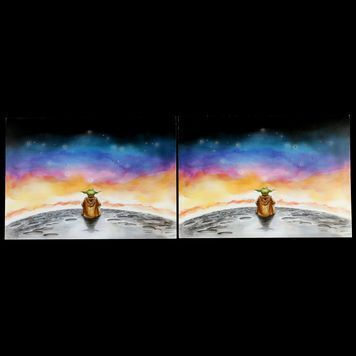 Lot # 1330 : LUCASFILM - Pair of Staff-Signed "Yoda on Planet" Christmas Cards