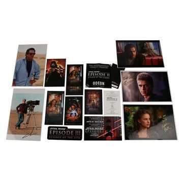 Lot # 1335 : STAR WARS PREQUEL TRILOGY (1999 - 2005) - George Lucas and Main Cast Autographed Stills and Screening Tickets