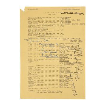 Lot # 1373 : STAR WARS: THE EMPIRE STRIKES BACK (1980) - Mark Hamill and Dave Prowse Autographed Blue Peter Call Sheet