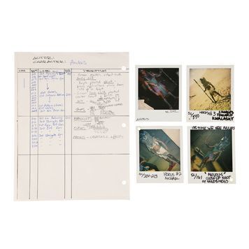 Lot # 1404 : STARGATE (1994) - Set of Four Costume Continuity Polaroids and a Costume Sketch