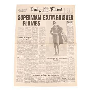 Lot # 1438 : SUPERMAN III (1983) - "Superman Extinguishes Flames" Daily Planet Newspaper