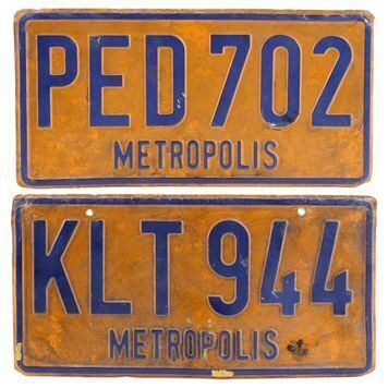 Lot # 1439 : SUPERMAN FRANCHISE (1978 - 1987) - Pair of Metropolis Car Licence Plates
