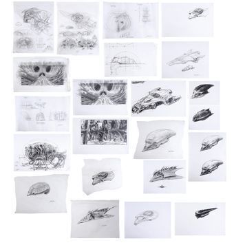 Lot # 1444 : SUPERMAN LIVES (UNPRODUCED) - Hand-Drawn and Printed Jack Johnson Spacecraft Concept Art