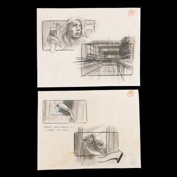 Lot # 1454 : TERMINATOR, THE (1984) - Set of Two Factory Sequence Hand-drawn Storyboards