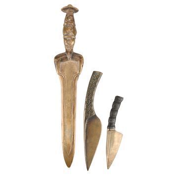 Lot # 1489 : TROY (2004) - Hector's (Eric Bana) Carving Knife, Agamemnon's (Brian Cox) Dagger and Briseis' (Rose Byrne) Knife
