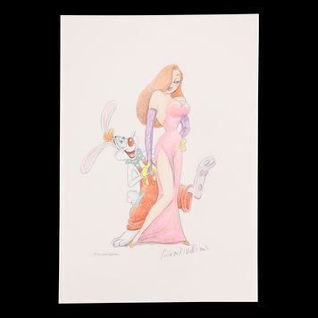 Lot # 1519 : WHO FRAMED ROGER RABBIT (1988) - Richard Williams Hand-drawn Artwork of Roger Rabbit and Jessica Rabbit