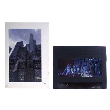 Lot # 1524 : WILLOW (1988) - Hand-Illustrated and Printed Nockmaar Castle Matte Painting Concept Artworks