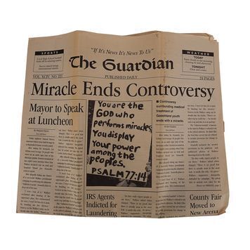 Lot # 1528 : X-FILES, THE (T.V. SERIES, 1993 - 2018) - "Miracle Ends Controversy" Newspaper