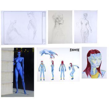 Lot # 1529 : X-MEN (2000) - Set of Six Hand-Drawn Mystique Concept Artworks
