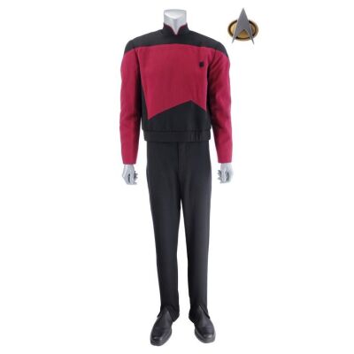 Lot # 7: Jean-Luc Picard Stunt 2360s Starfleet Uniform with Production-Quality Replica Combadge