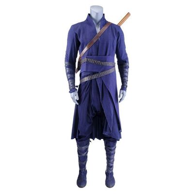 Lot # 73: Elnor Stunt Romulan Warrior Costume with Stunt Tan Qalankh Sheathed Sword and Leather Harness