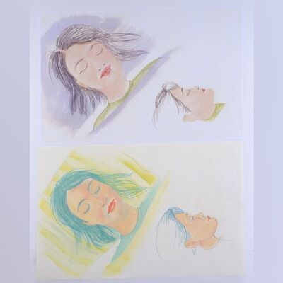 Lot # 123: Kestra Troi-Riker (Lulu Wilson) Photocopy of Soji Sleeping Drawing with a Prototype Original Drawing