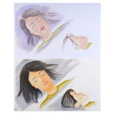 Lot # 136: Kestra Troi-Riker (Lulu Wilson) Photocopy of Soji Sleeping Drawing with a Prototype Original Drawing