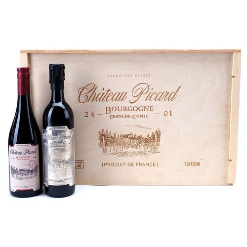Lot # 181: Chateau Picard Wine Crate with Two Bottles of Wine