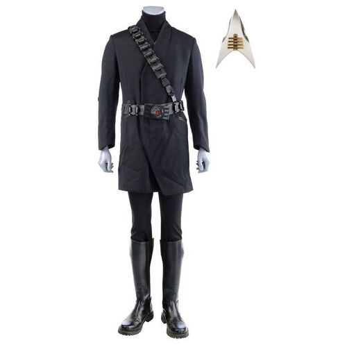 Lot # 203: General Jean-Luc Picard Stunt Confederation Uniform with Production-Quality Replica Combadge
