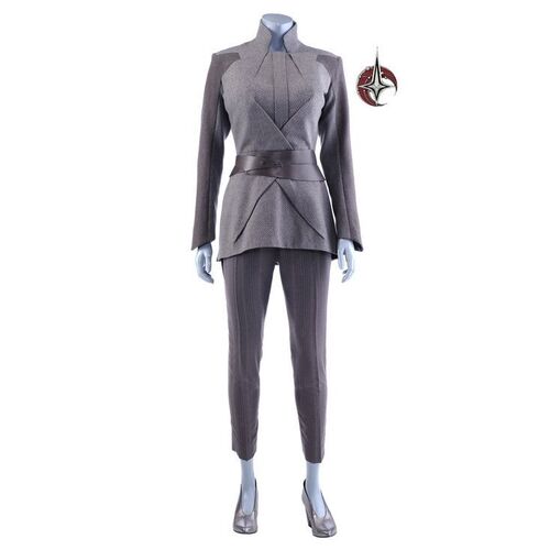 Lot # 208: President Annika Hansen (Jeri Ryan) Confederation Costume with Production-Quality Replica Combadge