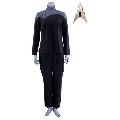 Lot # 215: Women's Confederation StarCorps Guard Uniform with Production-Quality Replica Combadge