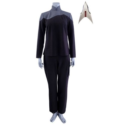 Lot # 218: Women's Confederation StarCorps Guard Uniform with Production-Quality Replica Combadge