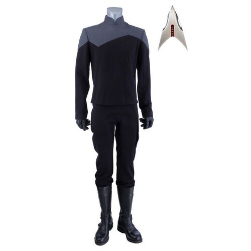 Lot # 222: Men's Confederation StarCorps Guard Uniform with Production-Quality Replica Combadge and Boots