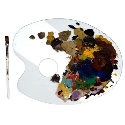 Lot # 259: Yvette Picard (Madeline Wise) Painter Palette with Brush
