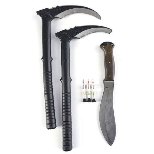 Lot #15: MARVEL - VARIOUS PRODUCTIONS (T.V. SERIES, 2015 - 2019) - Pair of The Hand Stunt Kamas, Murakami's Stunt Hunting Knife and Three Stunt Darts