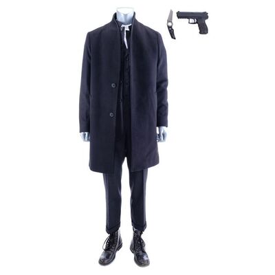 Lot #27: MARVEL'S THE PUNISHER (T.V. SERIES, 2017 - 2019) - John Pilgrim's Costume with Stunt Handgun and Ayran Brother's Knife