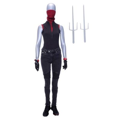 Lot #52: MARVEL'S DAREDEVIL (T.V. SERIES, 2015 - 2018) - Elektra Natchios' Stunt Tunnel Discovery Costume and Prototype Sais