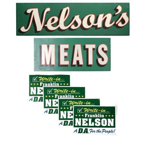 Lot #71: MARVEL'S DAREDEVIL (T.V. SERIES, 2015 - 2018) - Nelson's Meats Signs and Campaign Signs