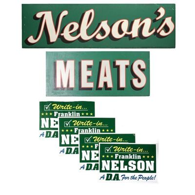 Lot #71: MARVEL'S DAREDEVIL (T.V. SERIES, 2015 - 2018) - Nelson's Meats Signs and Campaign Signs