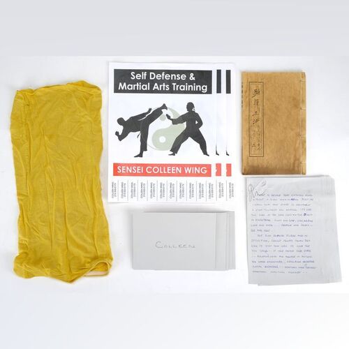 Lot #77: MARVEL'S IRON FIST (T.V. SERIES, 2017 - 2018) - Danny Rand's Face Mask, K'un-Lun Book, Letter, and Chikara Dojo Flyers