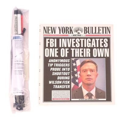 Lot #92: MARVEL'S DAREDEVIL (T.V. SERIES, 2015 - 2018) - Matt Murdock's Unused Collapsible Cane and New York Bulletin Newspaper Cover