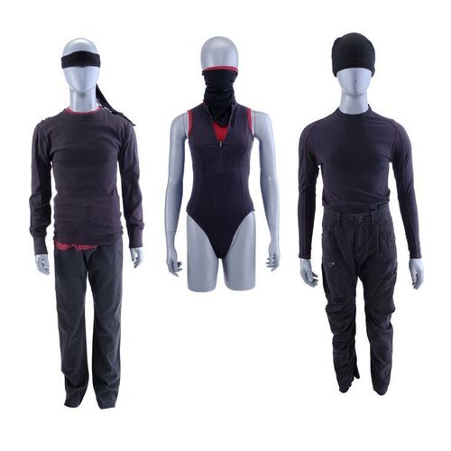 Lot #115: MARVEL'S DAREDEVIL (T.V. SERIES, 2015 - 2018) - Daredevil Vigilante Costumes with Mask and Elektra Natchios' Tunic and Mask