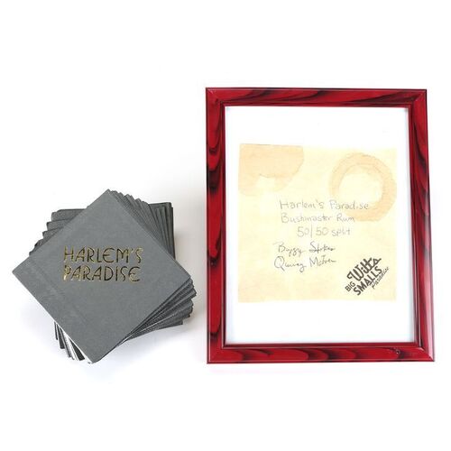 Lot #120: MARVEL'S LUKE CAGE (T.V. SERIES, 2016 - 2018) - Framed Contract Napkin with Harlem's Paradise Napkin Set