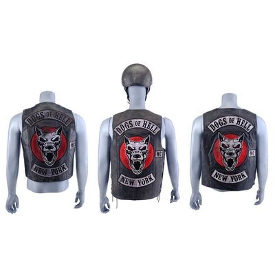 Lot #128: MARVEL'S DAREDEVIL (T.V. SERIES, 2015 - 2018) - Three Dogs of Hell Leather Vests with Biker's Helmet