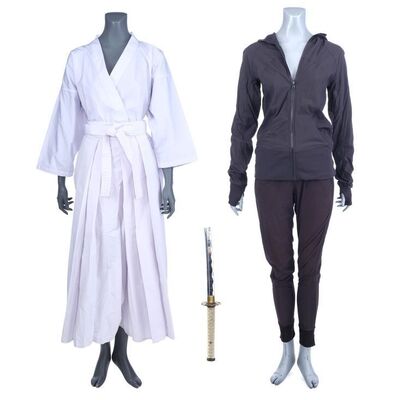 Lot #132: MARVEL'S IRON FIST (T.V. SERIES, 2017 - 2018) - Colleen Wing's Stunt Red Hook Pier Costume with Broken Retractable Katana and Gi