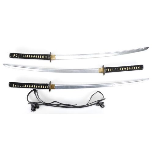 Lot #133: MARVEL'S DAREDEVIL (T.V. SERIES, 2015 - 2018) - Set of Three Wood Stunt Katanas