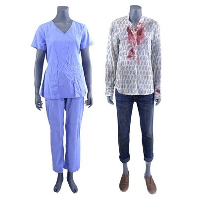 Lot #141: MARVEL'S DAREDEVIL (T.V. SERIES, 2015 - 2018) - Claire Temple's Scrubs and Mob Capture Costumes