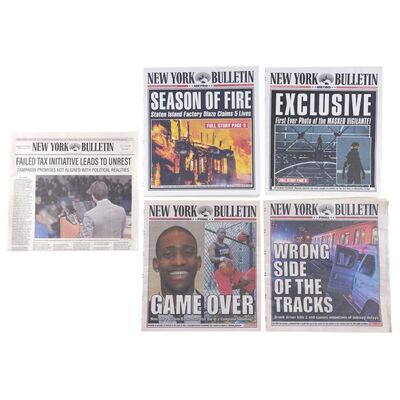 Lot #151: MARVEL - VARIOUS PRODUCTIONS (T.V. SERIES, 2015 - 2019) - Set of Five New York Bulletin Papers